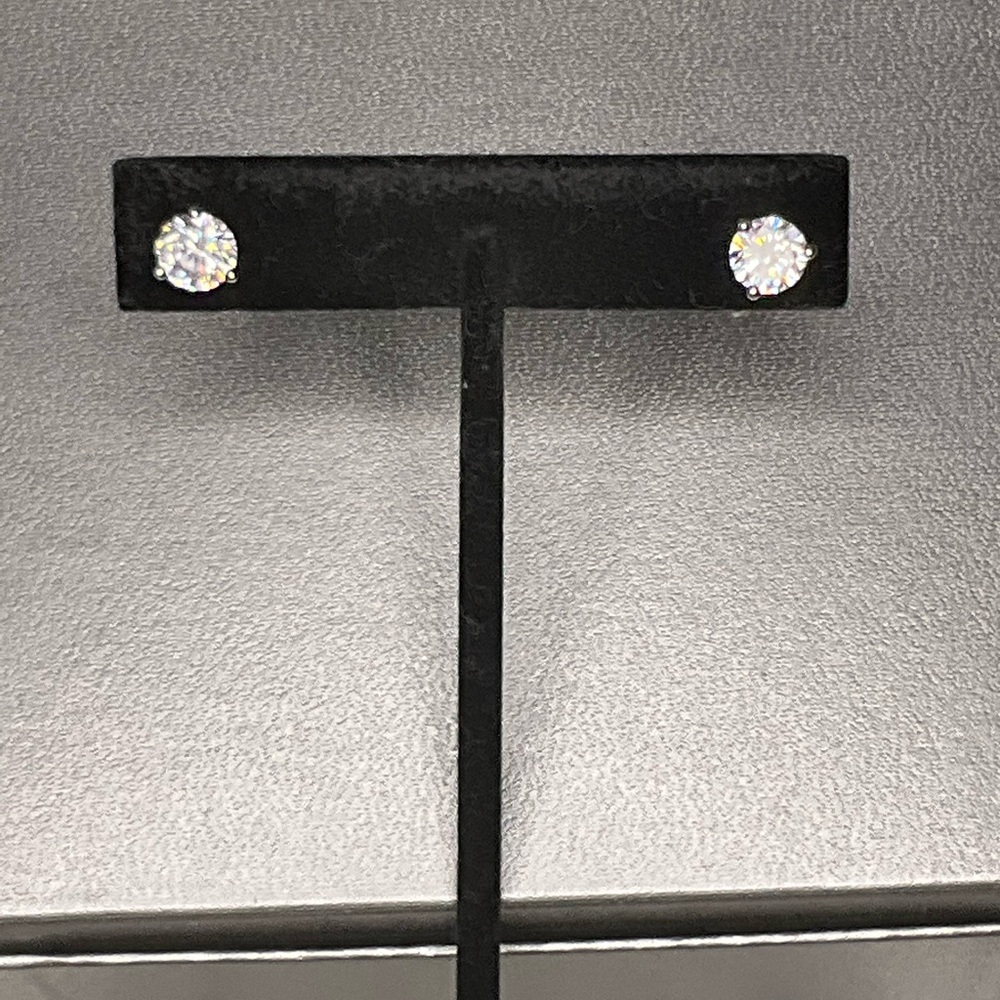 Simulated Diamond Solitaire Stud Earrings - image 1